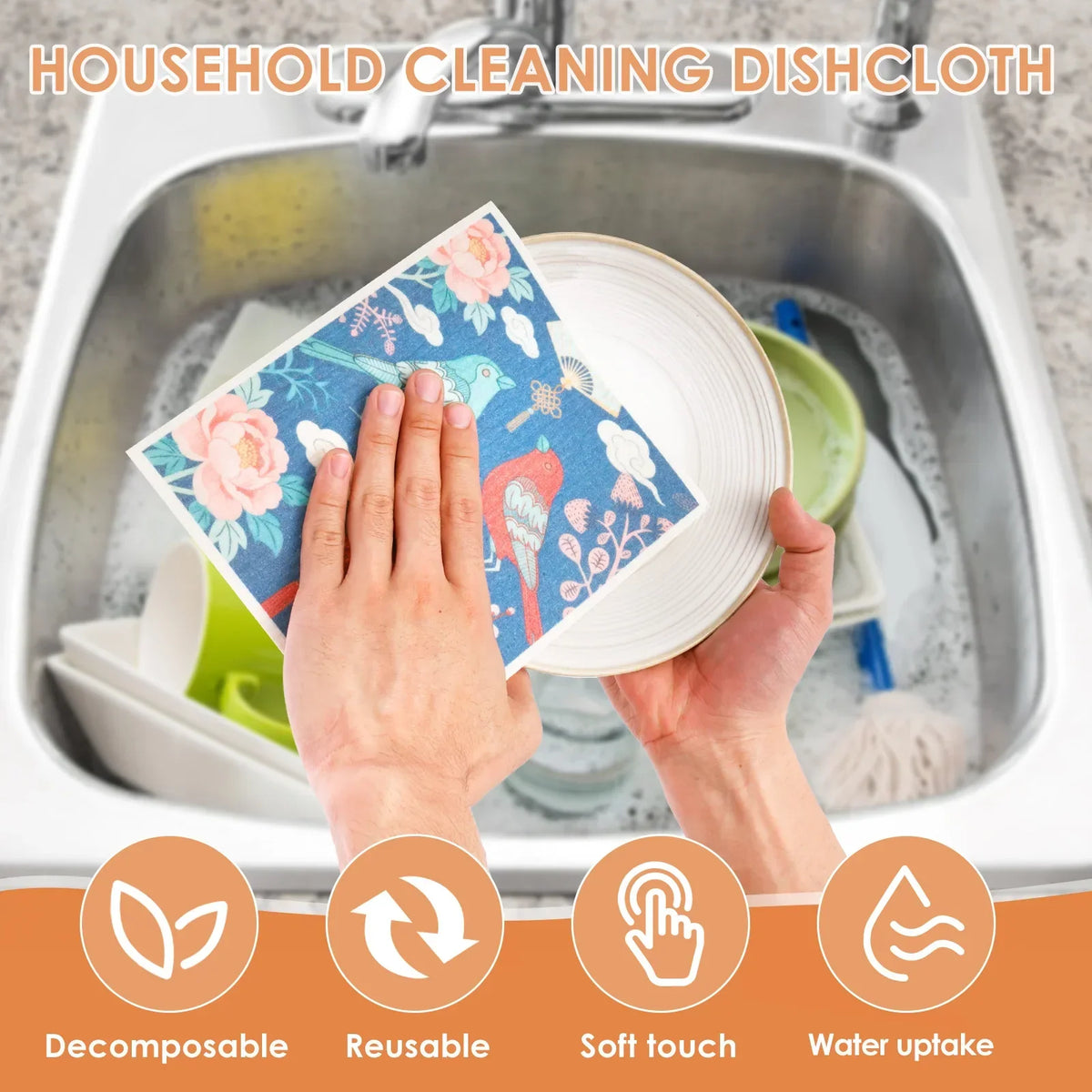 Swedish Dishcloths 6/8 Pack – Reusable Absorbent Kitchen Cloths