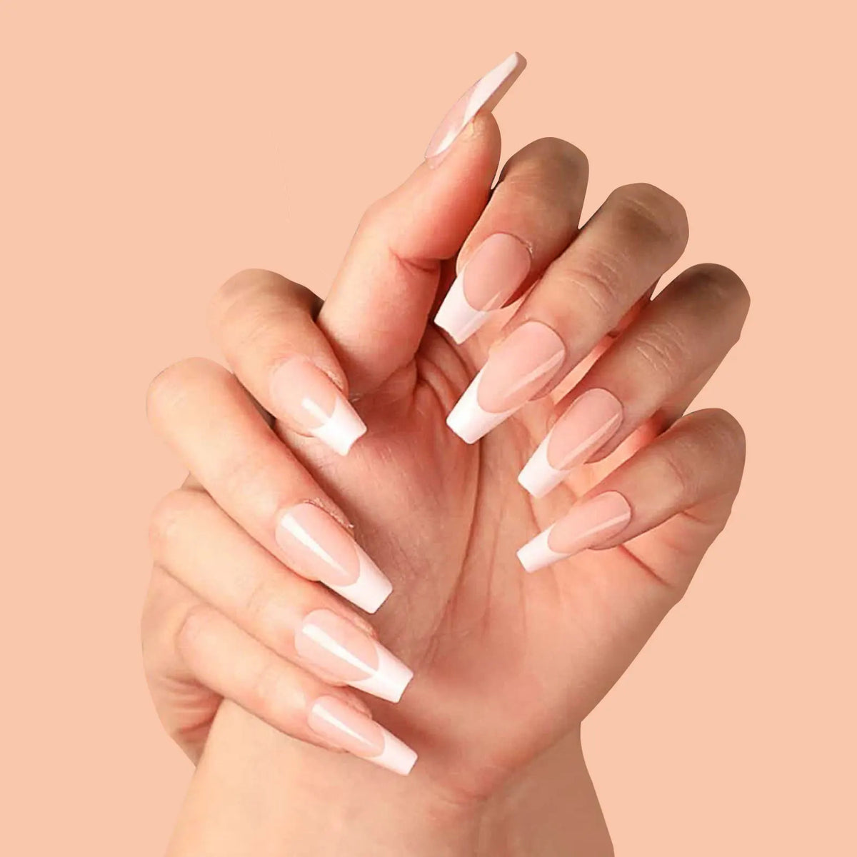 French Tip Press-On Nails L Size Gel Finish Pink Skin Tone