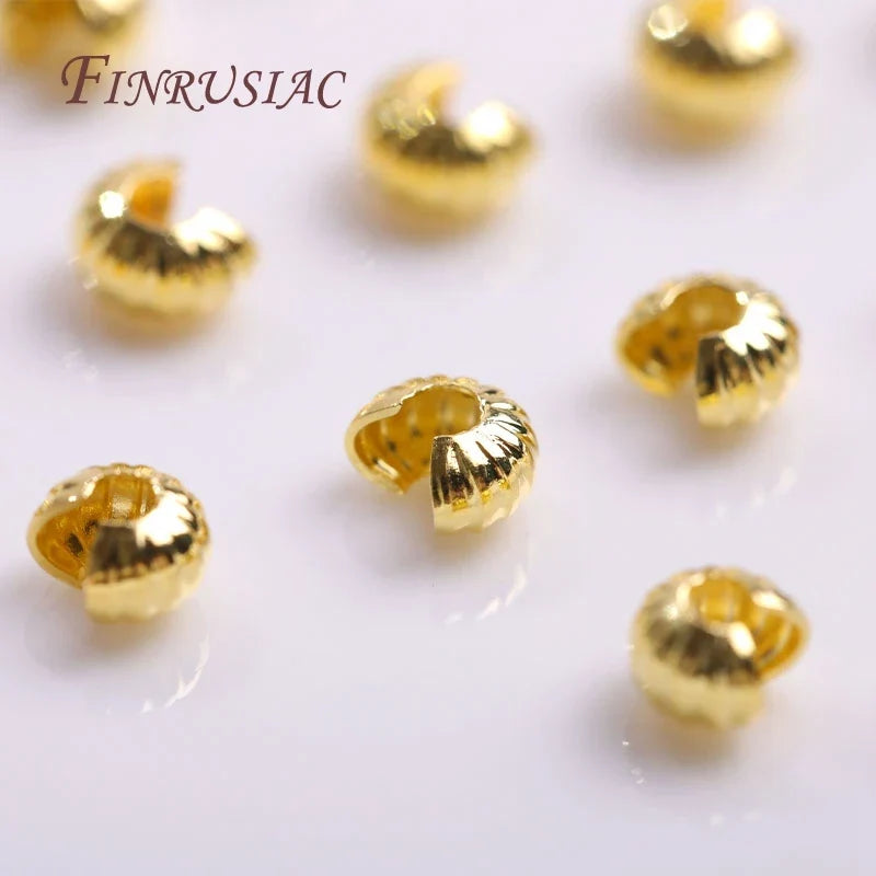 4MM Gold Plated Crimp Bead Covers | 14K/18K DIY Jewelry Findings
