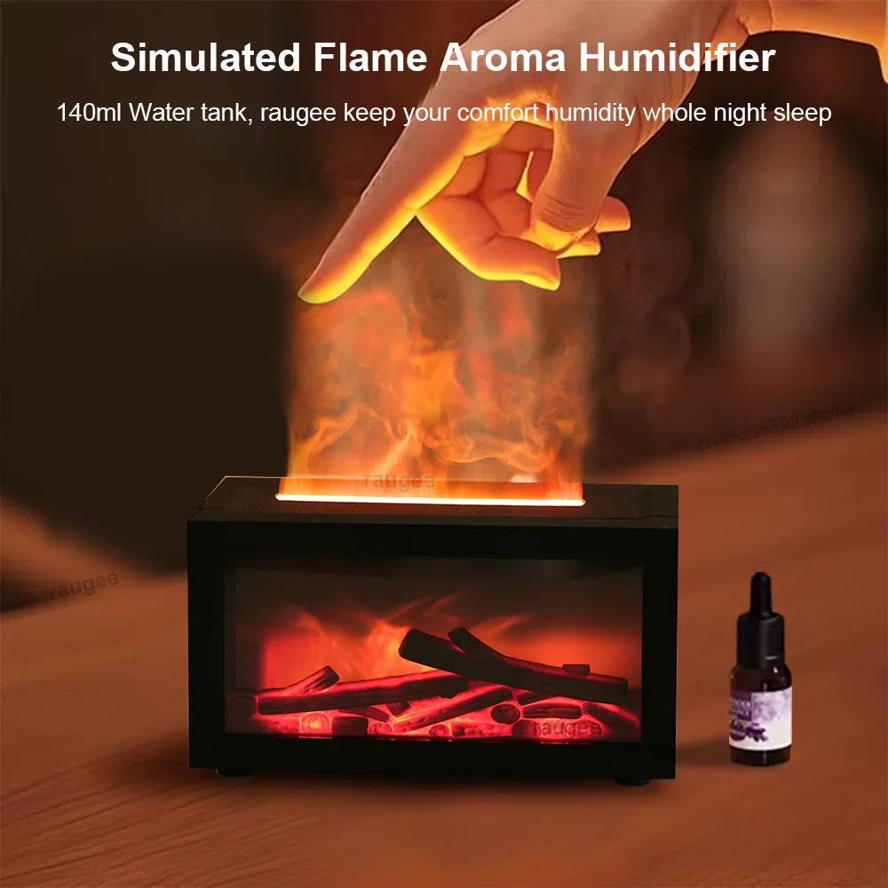 Raugee Flame Aroma Diffuser – Cool Mist & 7-Color LED Light