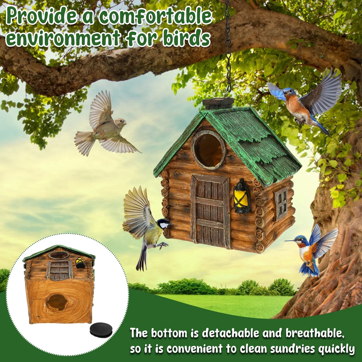 Outdoor Hanging Resin Birdhouse – Waterproof Garden Bird Nest