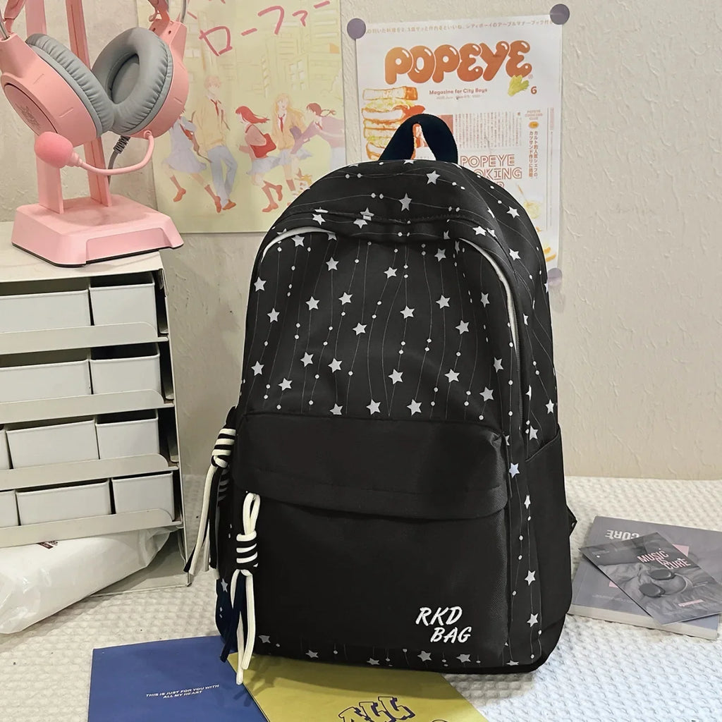 Korean Star Print Lightweight Waterproof Backpack | 20–35L