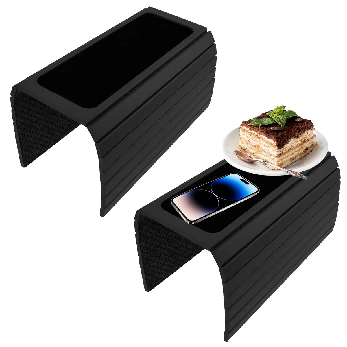 Wood & Bamboo Sofa Arm Tray – Folding Couch Cup Holder