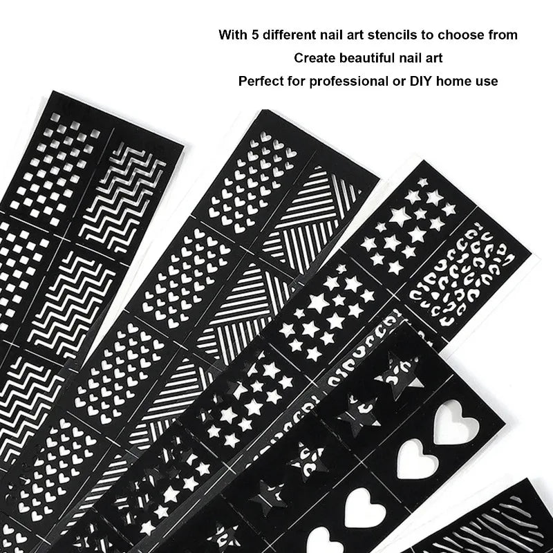 5-Sheet Nail Art Stamping Stencils – Hollow Out Decal Plates