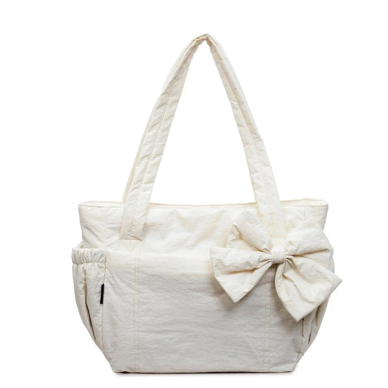 Nixie Quilted Bow Shoulder Bag – Women's Lightweight Tote