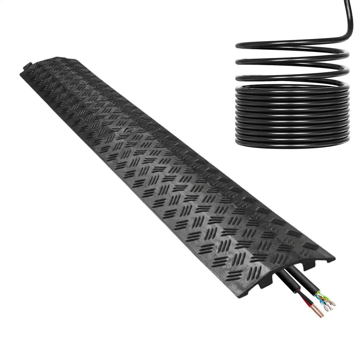 Outdoor Cable Ramp Protector – Weather-Resistant PVC Speed Bump