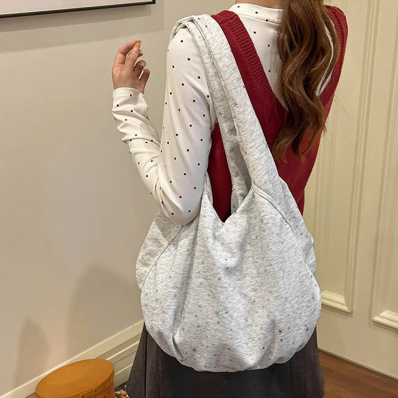 Korean Star Pattern Tote Bag – Large Shoulder Bag | Nixie
