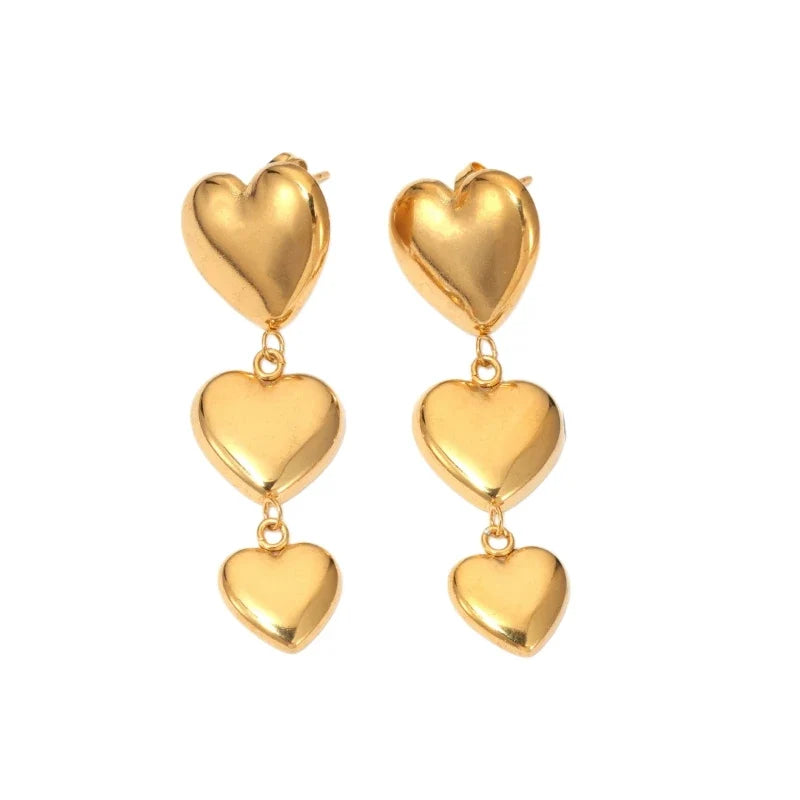 Gold Heart Stud Earrings – 14K Gold Plated Stainless Steel