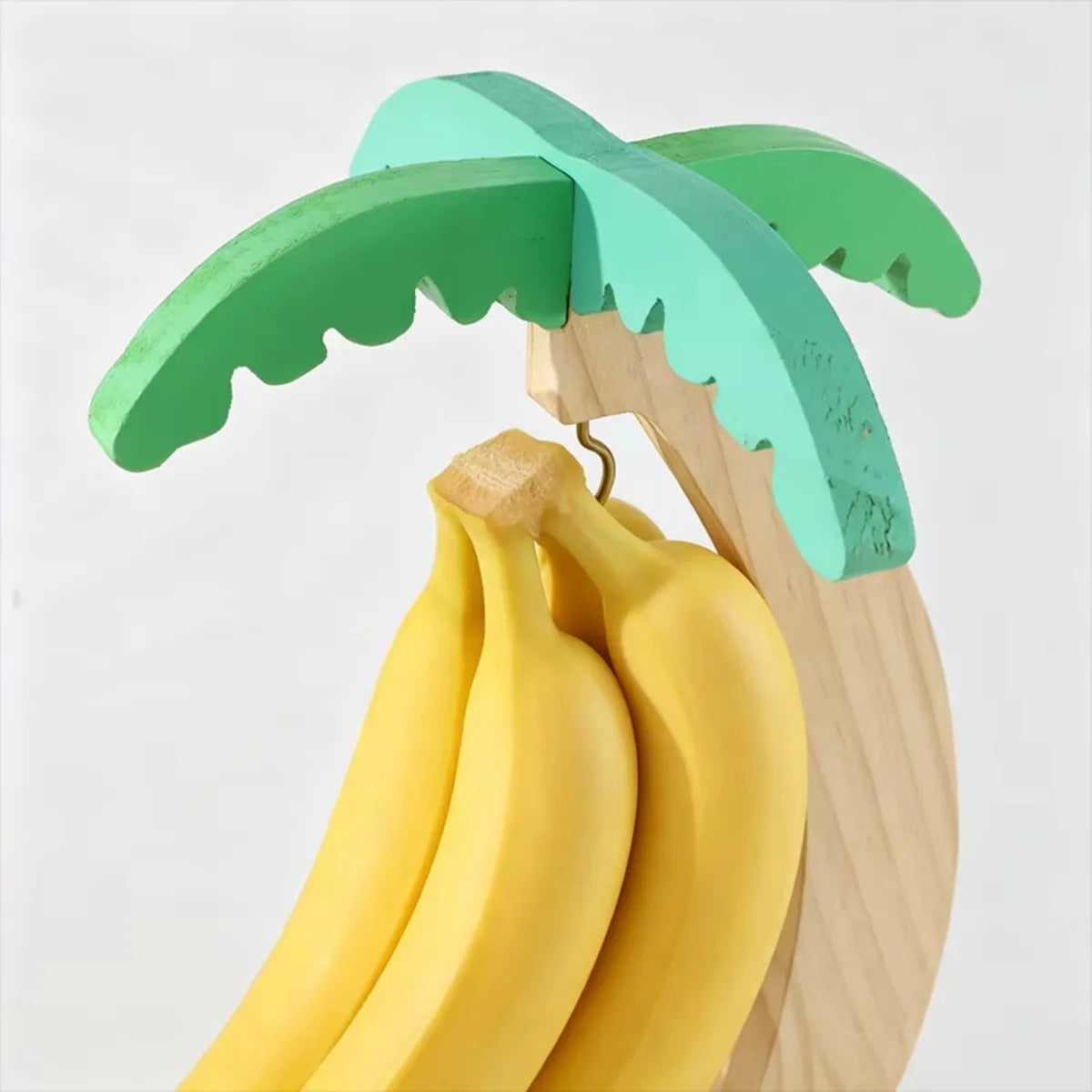 Wooden Banana Hanger Rack with Decorative Leaf | Kitchen