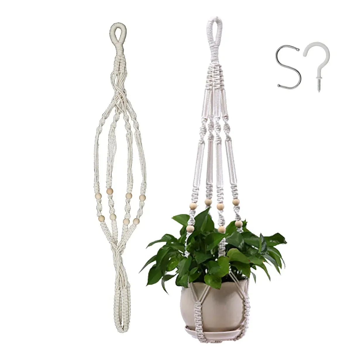 Macrame Plant Hanger – Boho Hanging Planter Basket Indoor Outdoor
