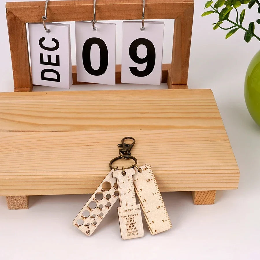 Bamboo Knitting Stitch Marker & Ruler Set – Wood Yarn Tools