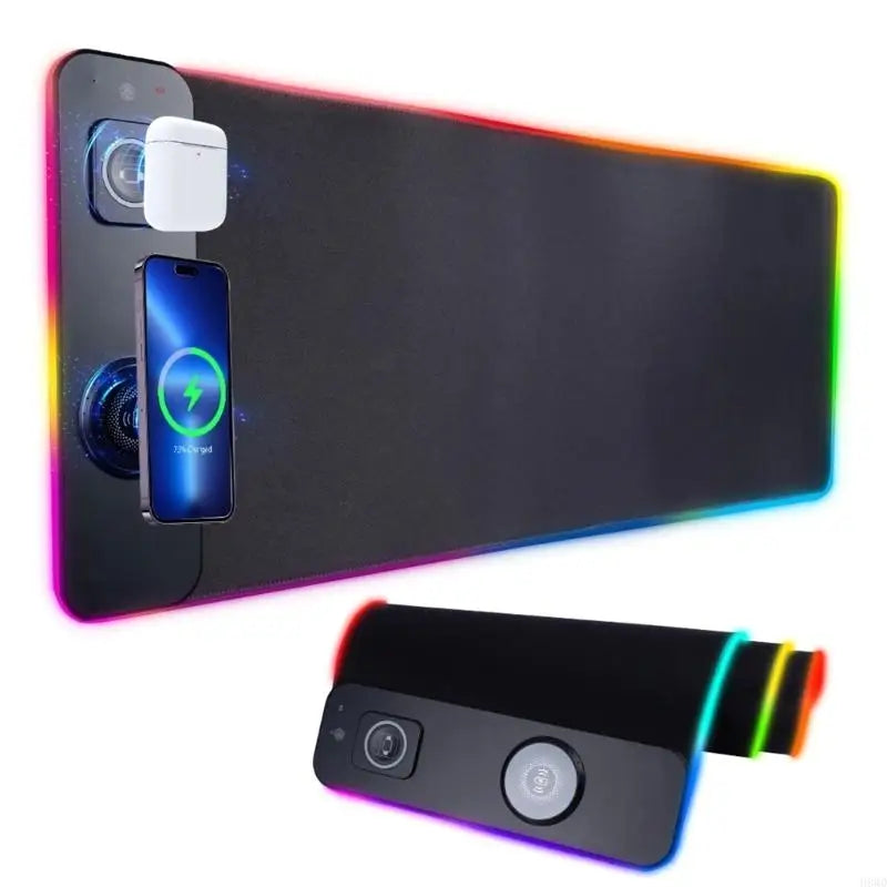 Wireless Charging RGB Mouse Pad – 31" Desk Mat, 15 Light Modes