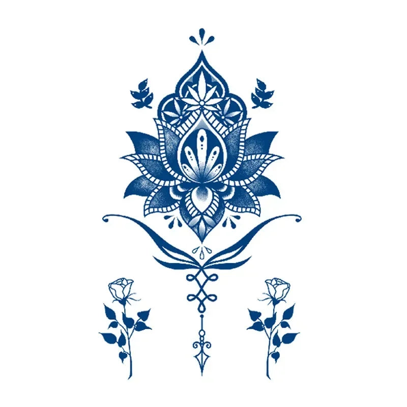 Blue Snake Temporary Tattoo Sticker – Waterproof Body Art