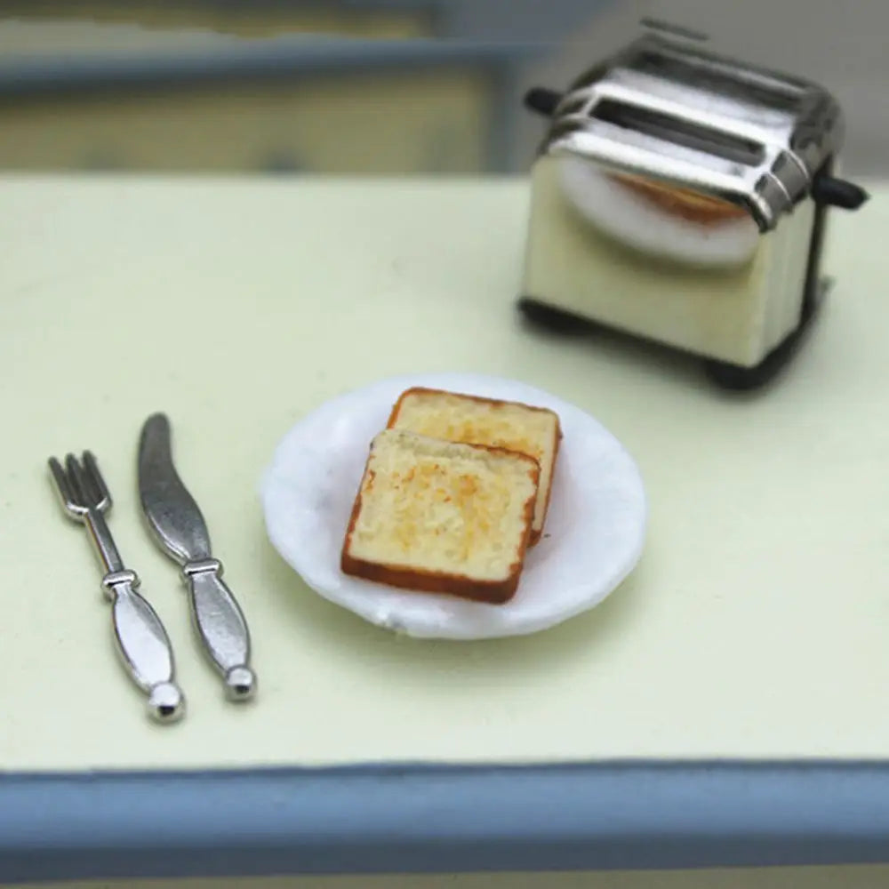 Miniature Dollhouse Toaster Set | 1:12 Kitchen Toy with Bread