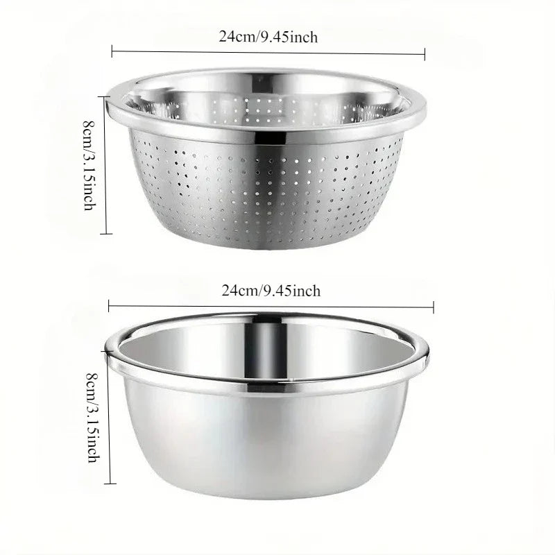 2-Piece Stainless Steel Colander & Mixing Bowl Set
