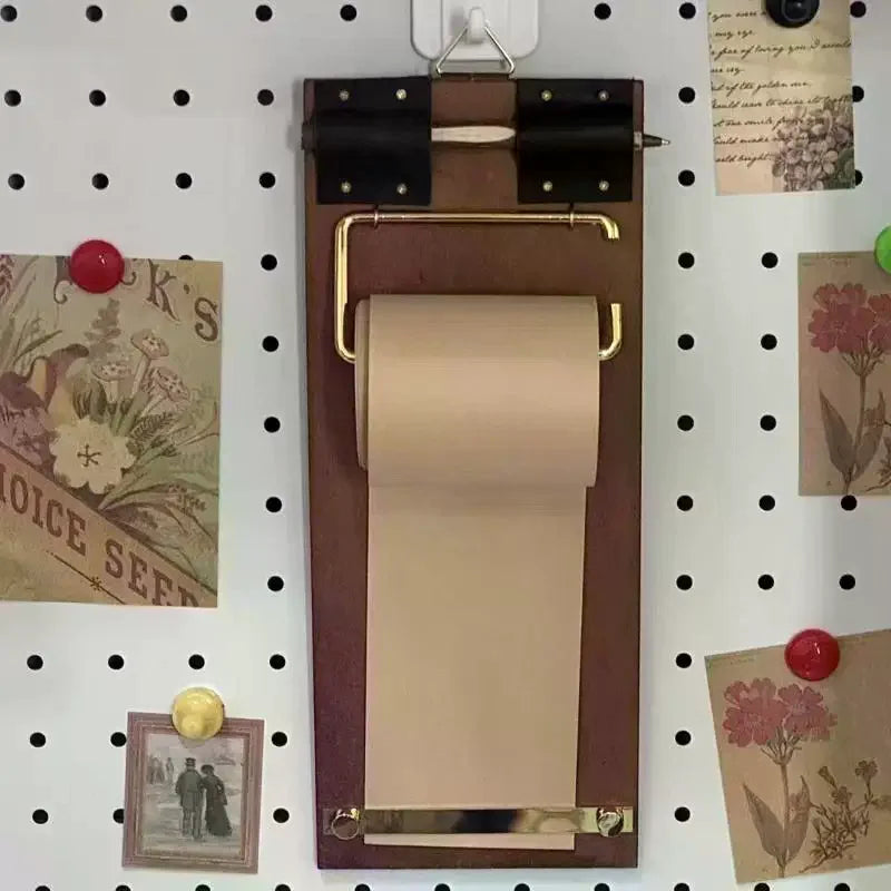 Vintage Kraft Paper Roll Clipboard Set – Refillable Writing Pad