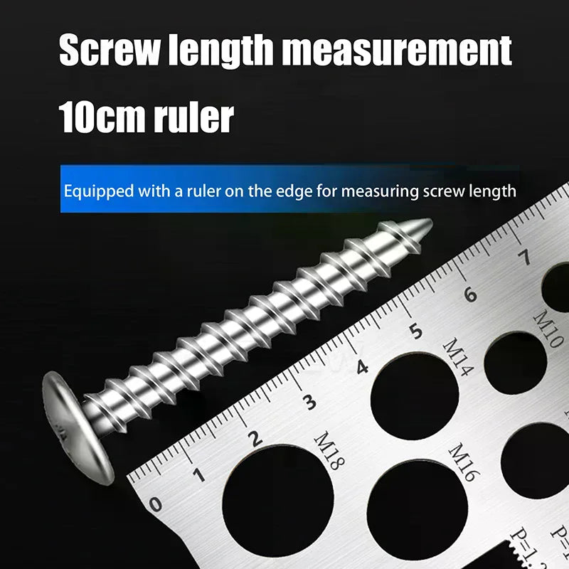 Stainless Steel Thread Pitch Gauge – Bolt Nut Screw Tool