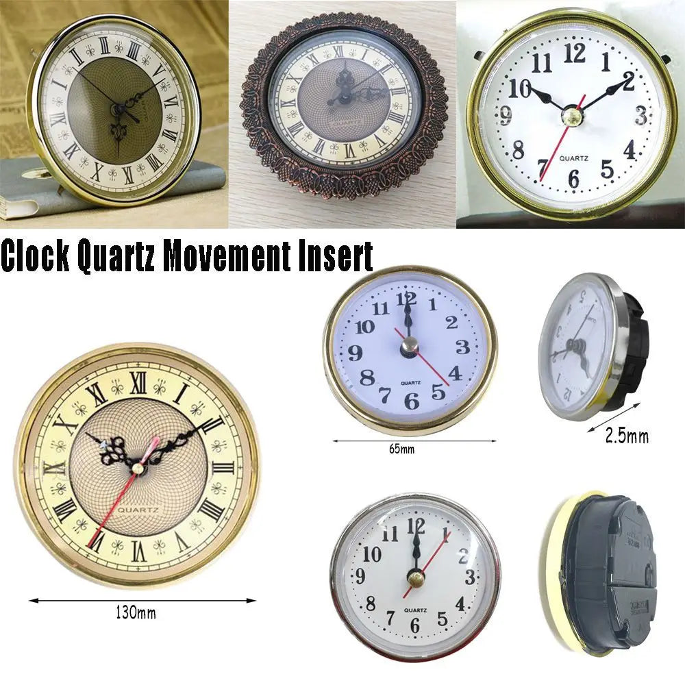Roman Numeral Quartz Clock Insert – Gold Trim DIY Movement