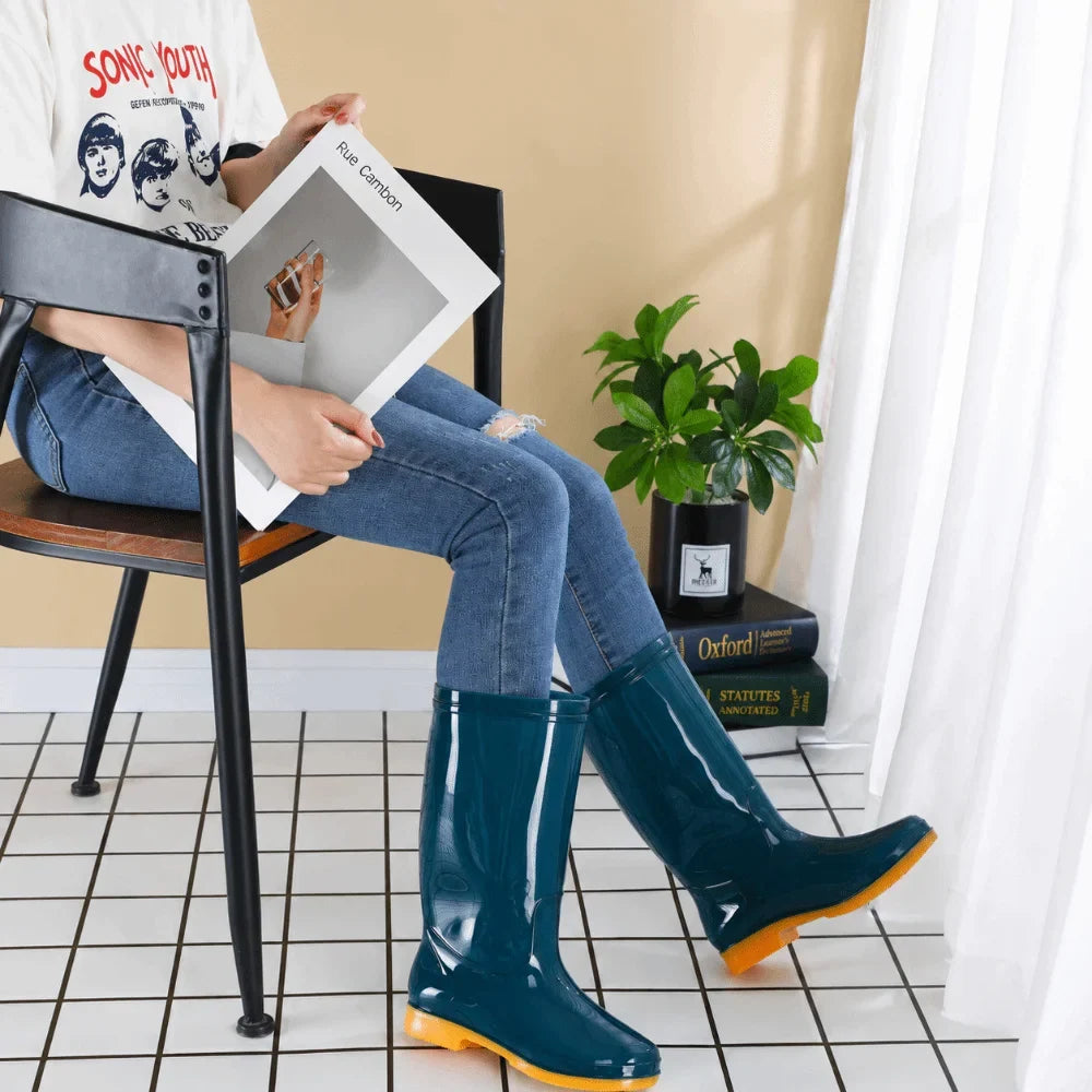 Women's Waterproof Mid-Calf Rain Boots – Non-Slip PVC Garden Boots