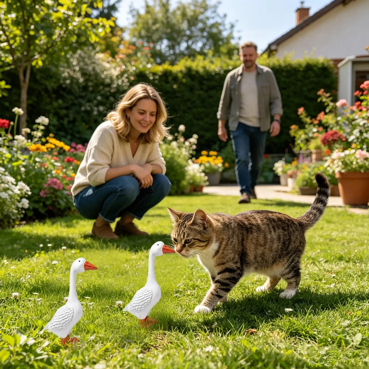 Resin Goose Garden Statue – All-Weather Outdoor Lawn Decor