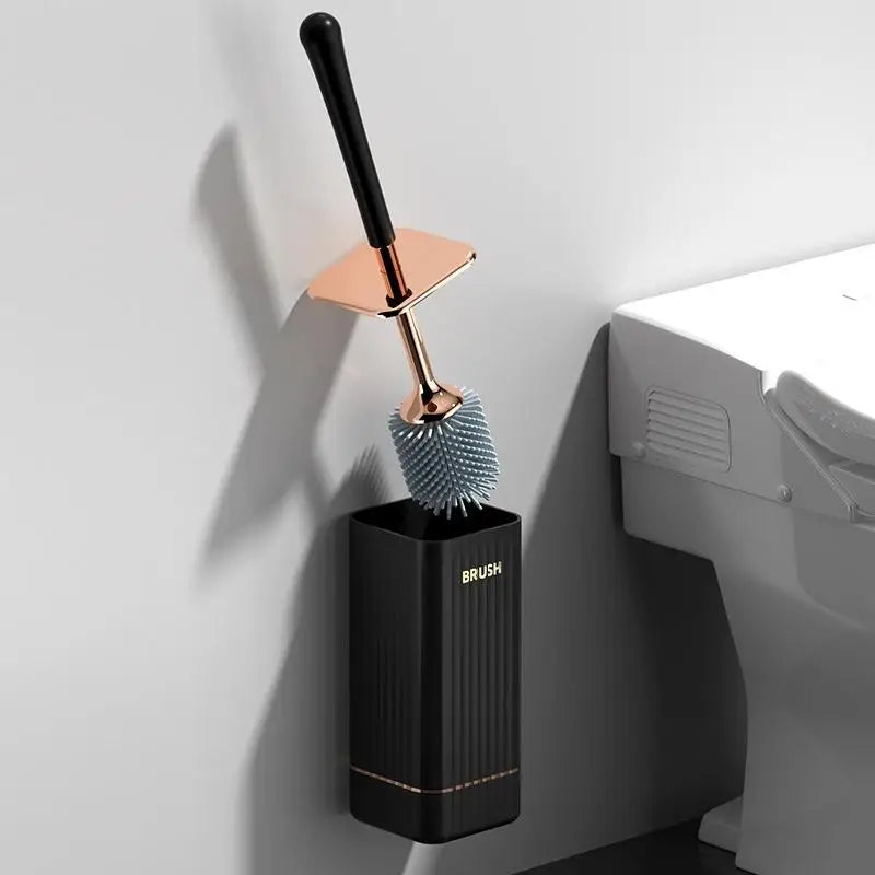Wall Mounted Toilet Brush Set – No Drill, Long Handle, Quick Dry