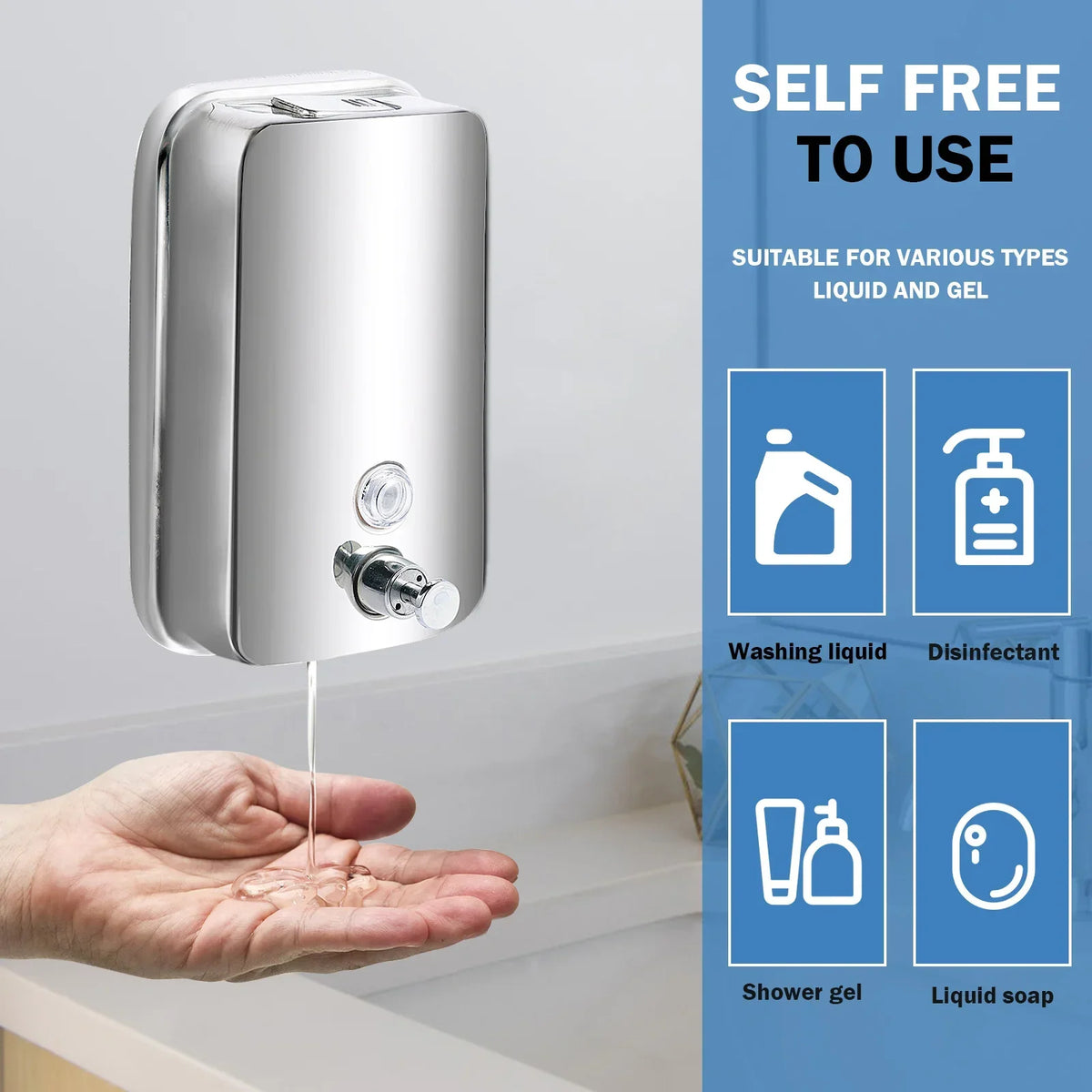 Wall Mount Stainless Steel Soap Dispenser 850ml/1050ml