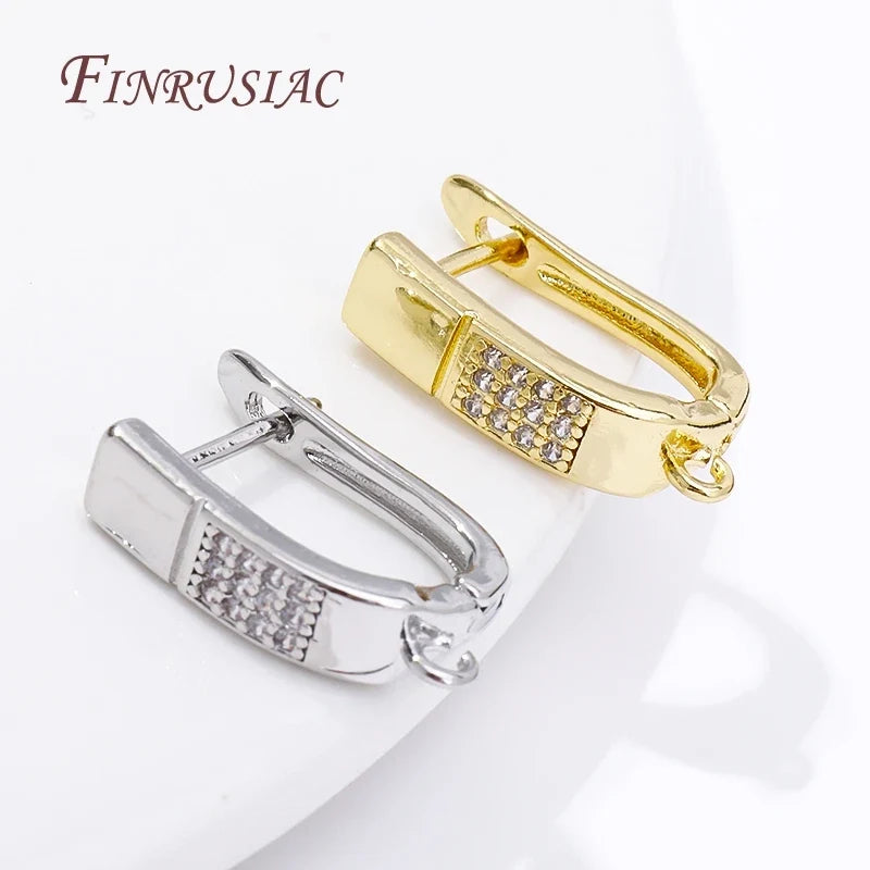 18K Gold Plated Zircon Earring Hook Clasps | DIY Jewelry Findings