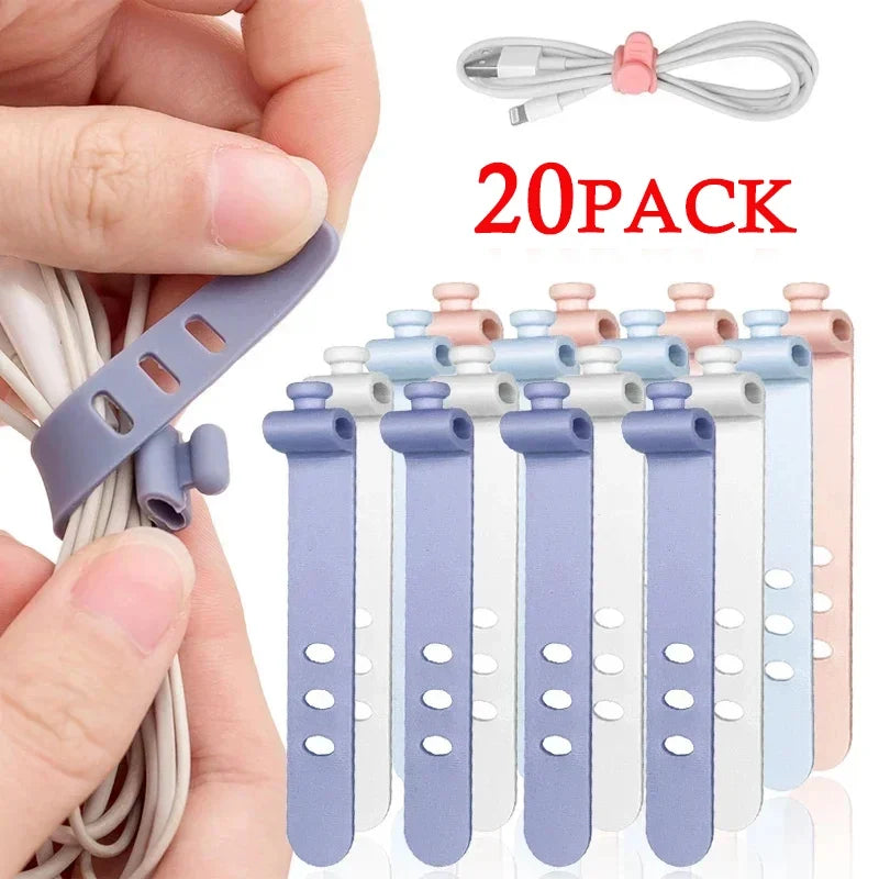 Reusable Silicone Cable Ties Cord Organizer – 4/12/20 Pack