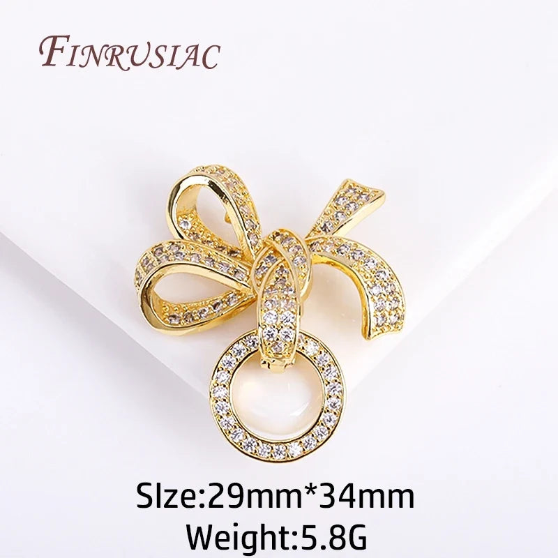 18K Gold Plated Zircon Magnetic Pearl Clasp | DIY Jewelry Findings