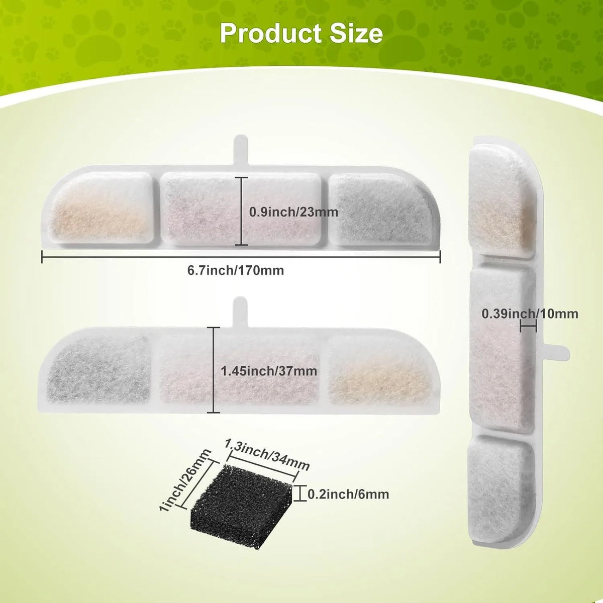 Activated Carbon Filter Cartridge for Cat Fountain WFP6 – 6/12 Pack