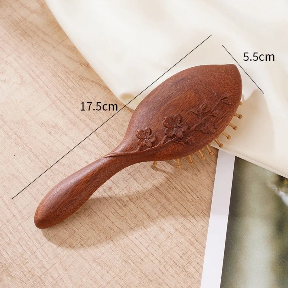 Sandalwood Air Cushion Hair Comb | Hand Carved Wood Brush
