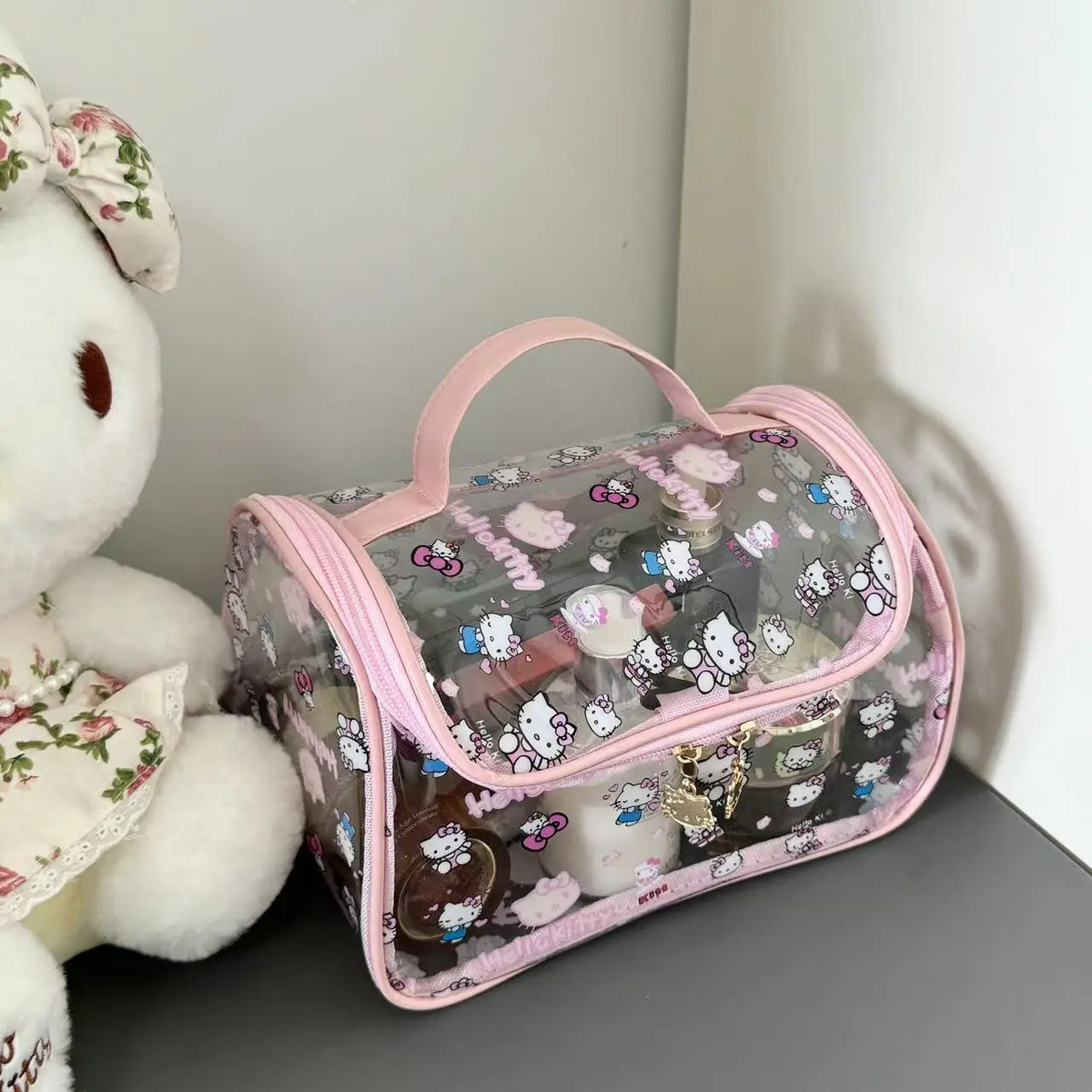 Sanrio Hello Kitty Transparent Makeup Bag – Large Travel Organizer