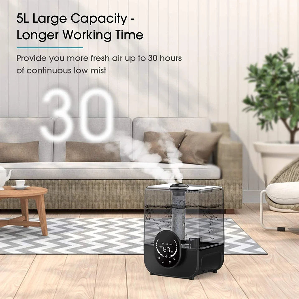Smart 3-Gear Humidifier | 5L Tank, WiFi App, Timer, Quiet