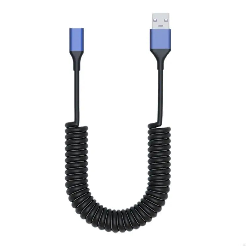 Coiled USB-A to USB-C Adapter Cable | Retractable 44–150cm