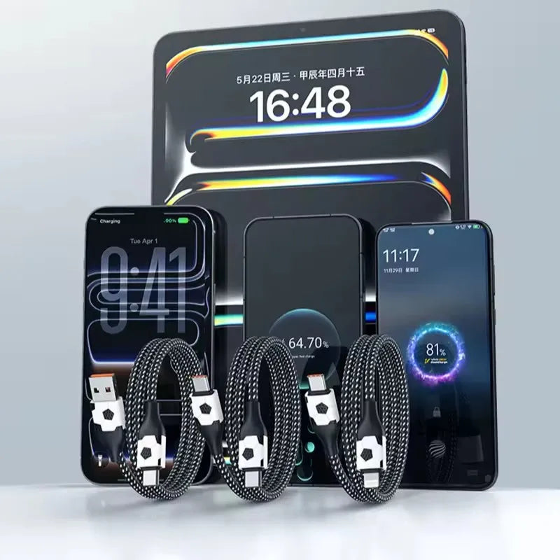 Football Style Braided Fast Charging Cable – Apple & Android