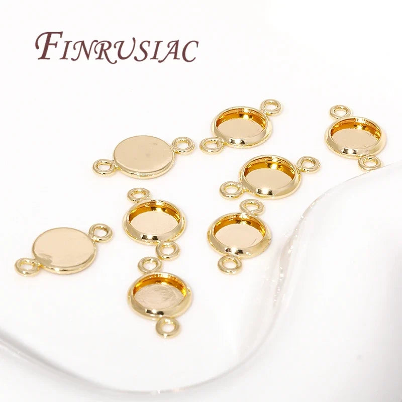 Gold-Plated Cabochon Bezel Blank Trays 6/8/10mm | DIY Jewelry