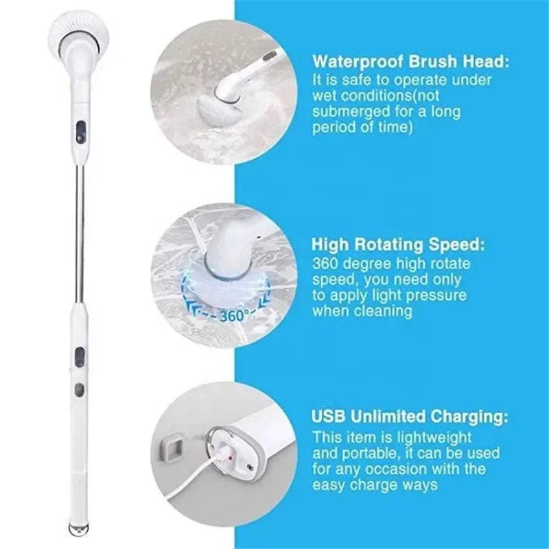 Cordless Electric Spin Scrubber – Retractable Cleaning Brush
