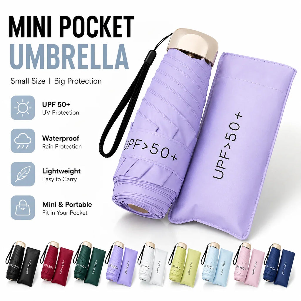 Nixie UPF50 Mini 5-Fold Portable Umbrella – Sun & Rain Parasol
