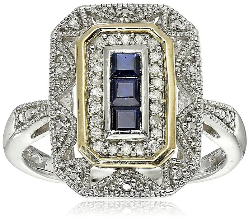 Vintage Art Deco Princess Cut Zircon Ring – Silver | Sizes 6–10