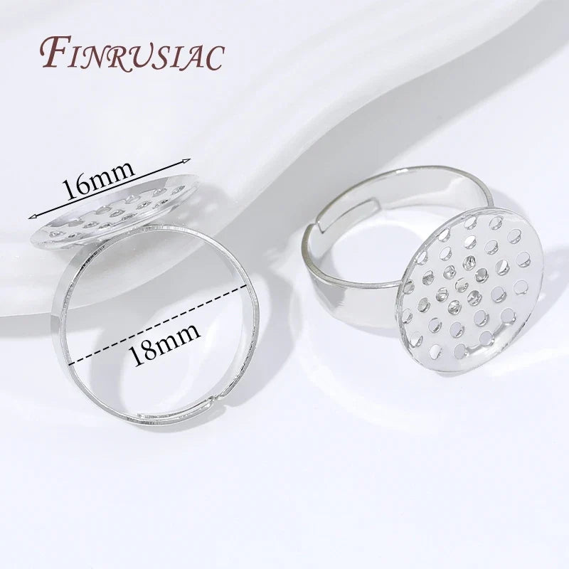 14K Gold Plated Adjustable Ring Settings Blank Bezel DIY Jewelry