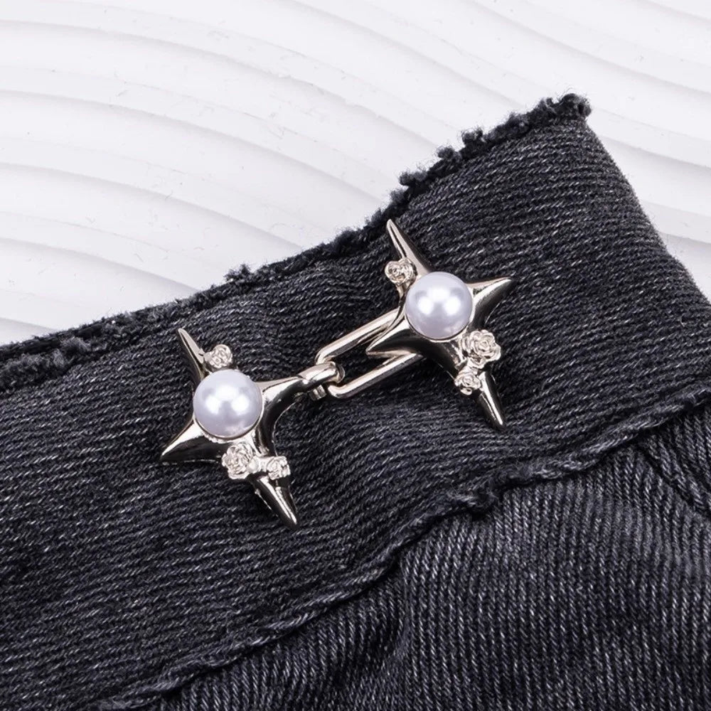 Pearl Waist Cinch Buckle – No-Sew Adjustable Jean Button