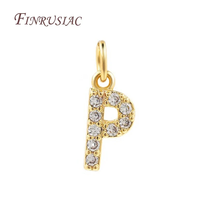 18K Gold Plated Zircon Letter Pendants A-Z Alphabet Charms