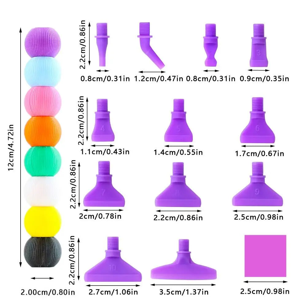 5D Diamond Painting Pen Kit – 12 Replacement Pen Tips & Clay