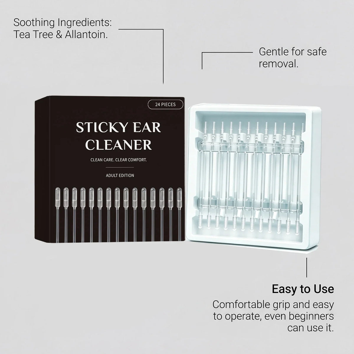 24-Pack Sticky Ear Swabs – Gentle Earwax Removal Tool