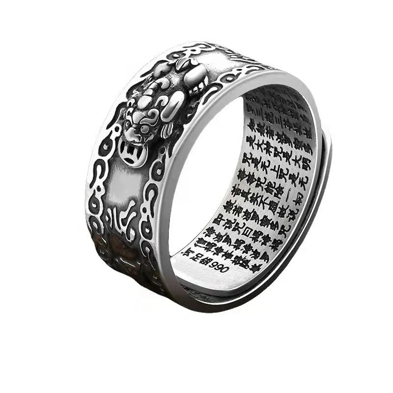 Pixiu Feng Shui Statement Ring – Vintage Lucky Ring for Men