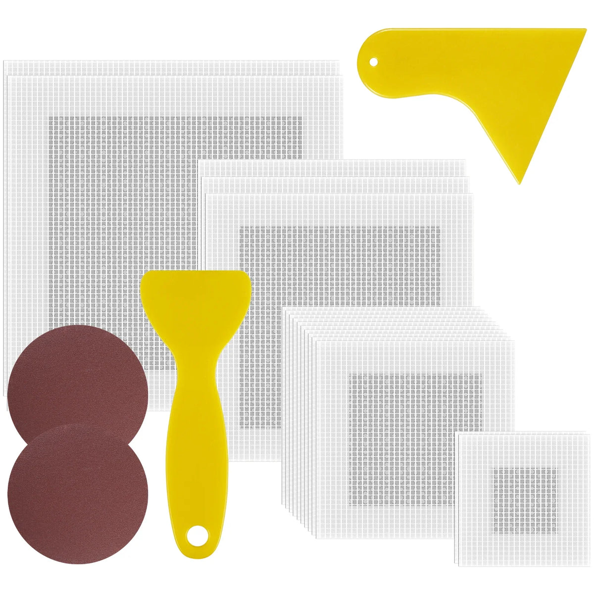 21-Pc Drywall Repair Kit – 2/4/6/8 Inch Fiberglass Mesh Patches