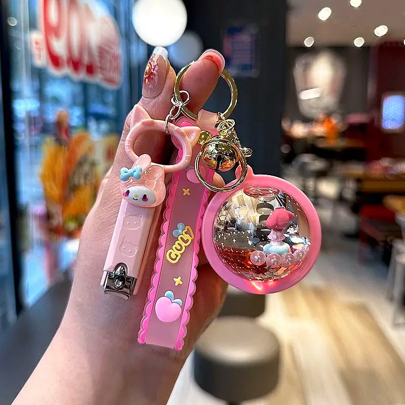 Sanrio Kuromi Hello Kitty Liquid Sand Keychain | Anime Charm