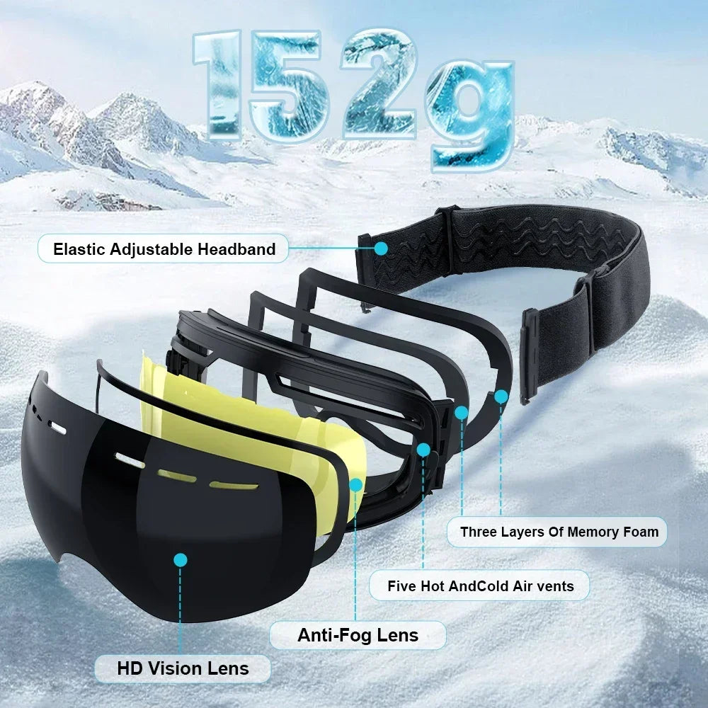 X-TIGER Magnetic Ski Goggles – Anti-Fog Snowboard Set