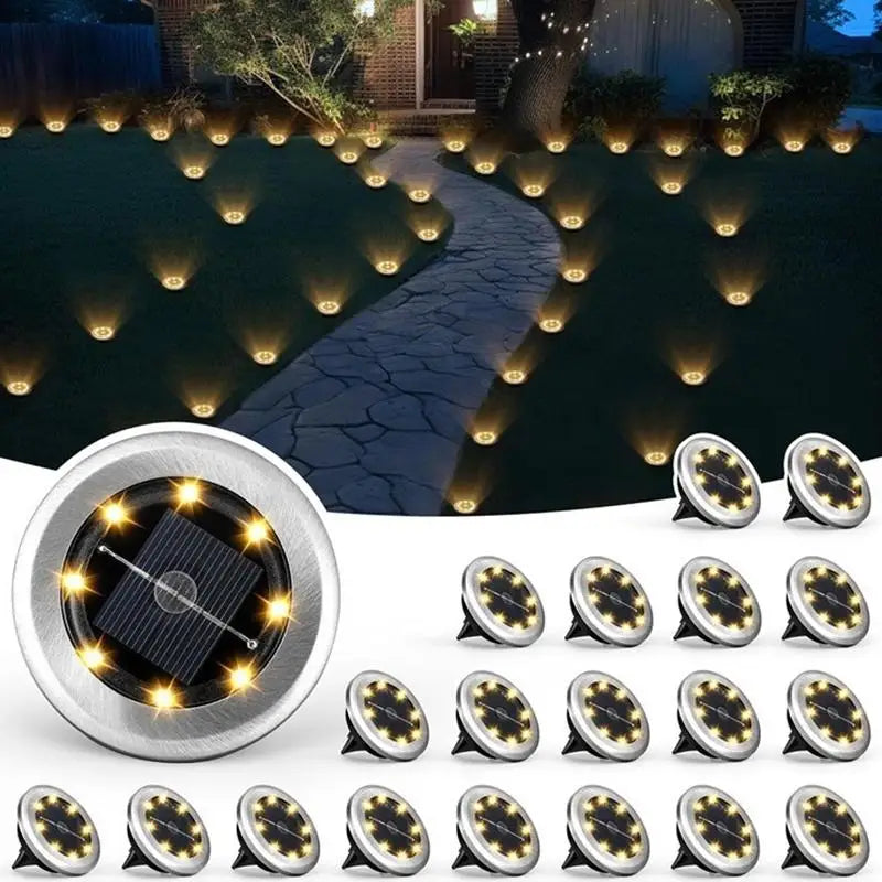8 LED Solar Ground Light – Waterproof Garden Path Lawn Lamp