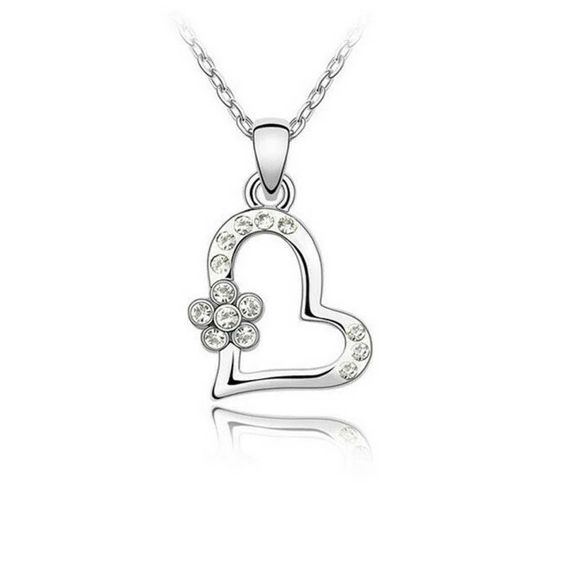 Women's Green Crystal Heart Pendant Necklace | Gift